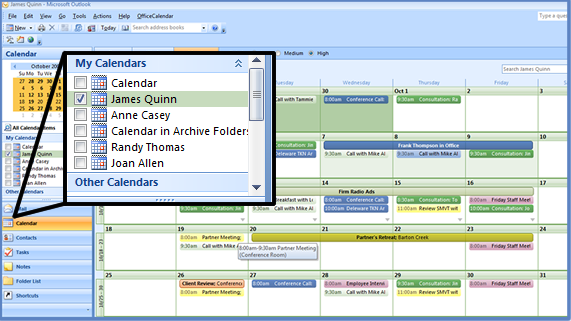 Sharing Personal Outlook Calendar Folders: Outlook's Month View