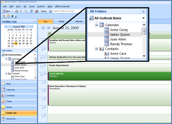 Sharing Personal Outlook Calendar Folders: Outlook's Day View