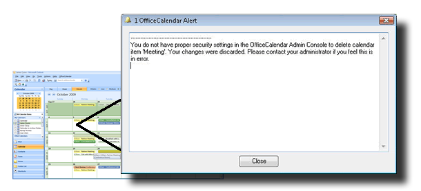 Security alerts for sharing Microsoft Outlook calendars