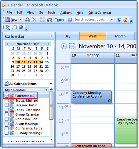 sharing outlook calendar screen 1