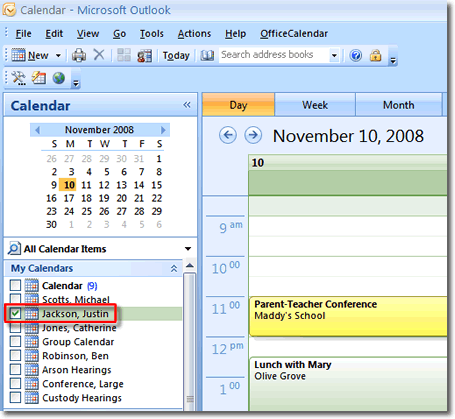 sharing outlook calendar screen 2